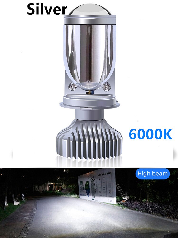2X Canbus H4 Mini Projector H4 LED Headlight 20000LM Turbo Led lampada Motorcycle Car Lights Bulb lens 12V 24V Hi/Low Beam light: 6000K Silver / Left-Hand Drive / 2pcs