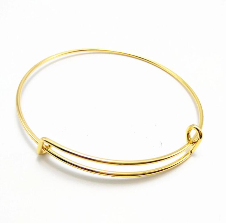 50 stück Erweiterbar Armreif Armbänder Einstellbare Draht leer Armbänder für Frauen DIY Schmuck Machen, Silber farbe Gold farbe: Imitation gold