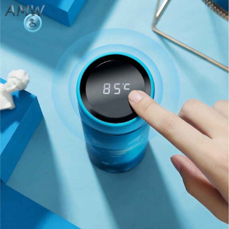 450ml LED lindo termo vacío-pantalla Digital inteligente de temperatura de acero inoxidable termo botella de agua para café té leche
