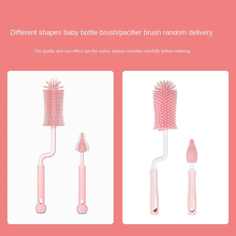 Silicone Bottle Cleaner Brush Baby Nipple Brush Bottle Brush Combination 360-degree Rotary Washing Bottle Brush Cleaning Brush