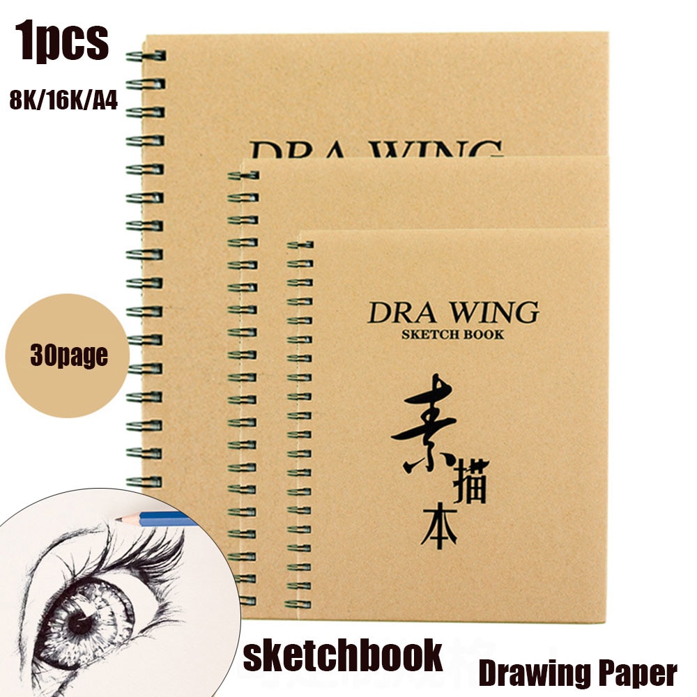 8K/16K/A4 Kraft Paper Portable sketchbook Drawing Paper Painting Graffiti Sketch Book Memo Pad Notebook School Art Supplies