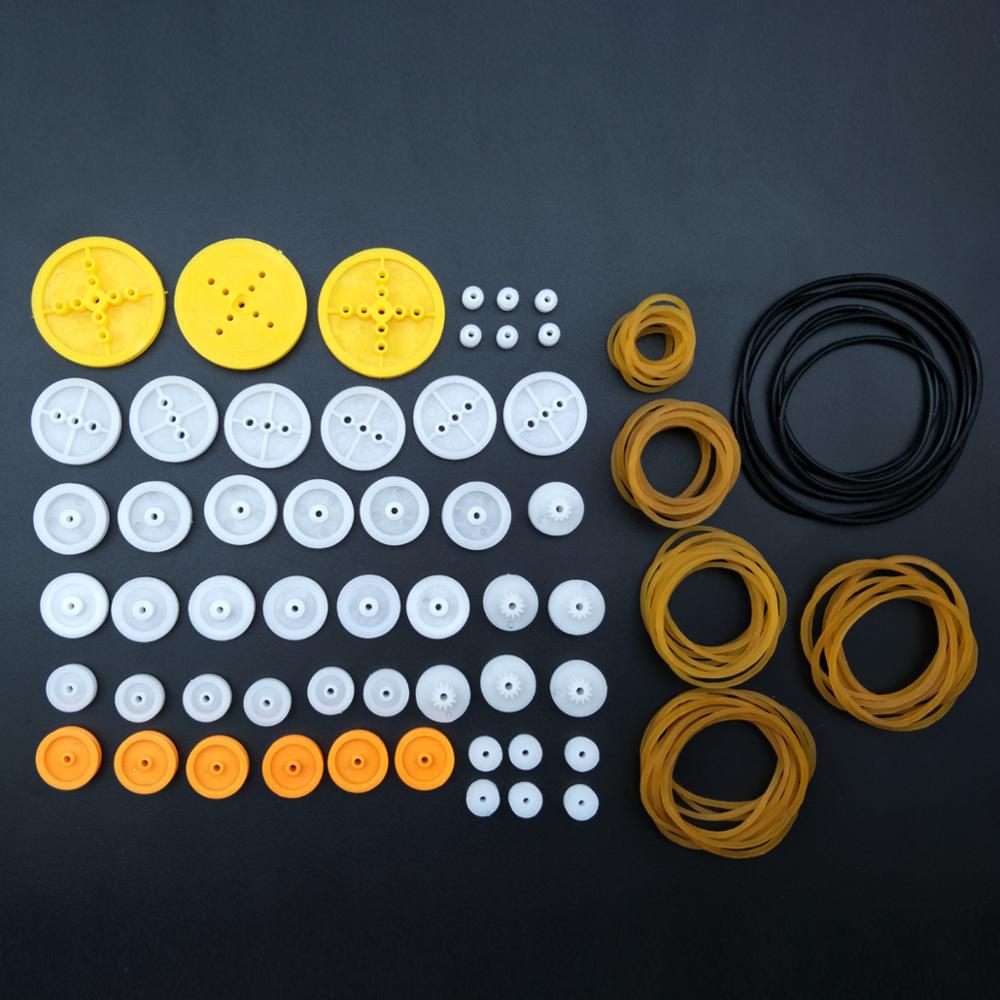 2mm Hole Plastic Belt Pulley Gears Combination Modulus Package Rubber Belts Band Plastic Model Accessories for DIY Robots Cars