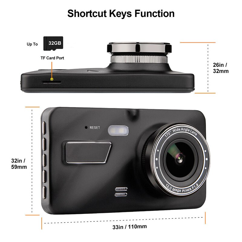 4inch Vehicle Car Dashboard DVR FHD 1080P G-Sensor Camera Video Recorder X66