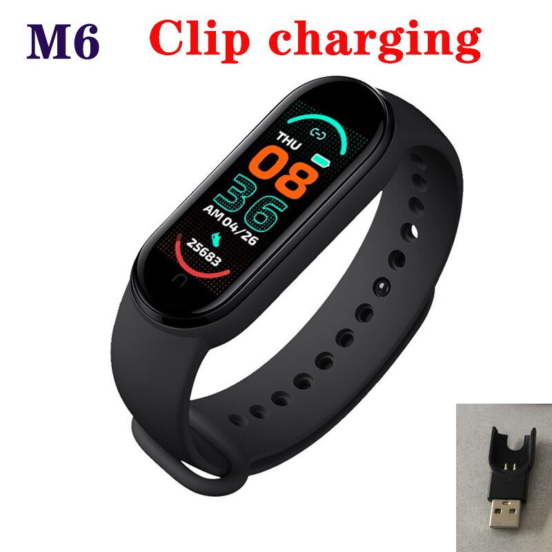 M5/m6 smarte sport band fitness spor skritteller hjertefrekvens blodtrykksmåler bluetooth smart klokke for iphone xiaomi android: B01-m6 svarte