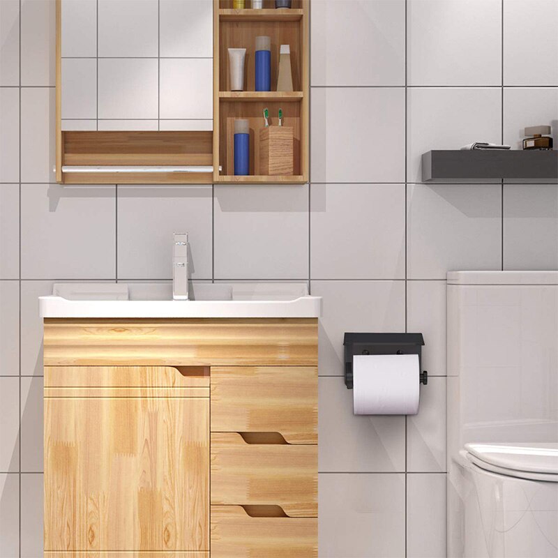 Toiletrolhouder met telefoonplankje, sus 304 roestvrijstalen wandgemonteerde toiletrolhouder - roestvrij en badkamerreiniging