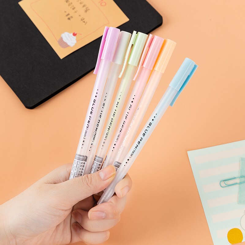 2Pcs Functie Lijm Pen Stick Dot Voering Lijm Pastel Voor Memo Foto Dagboek Album Journal Office Tools Schoolbenodigdheden f6505