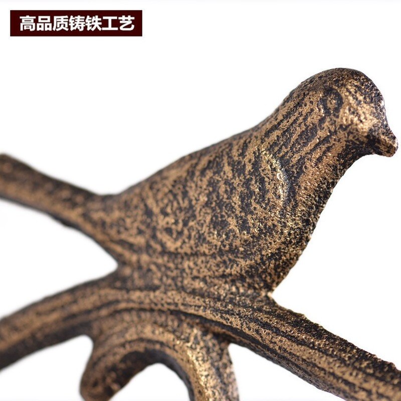 Antico giardino esterno stazione da parete orologio in metallo a doppia faccia uccello Vintage ▾ retrò tondo montaggio a parete appeso decorazioni per la casa