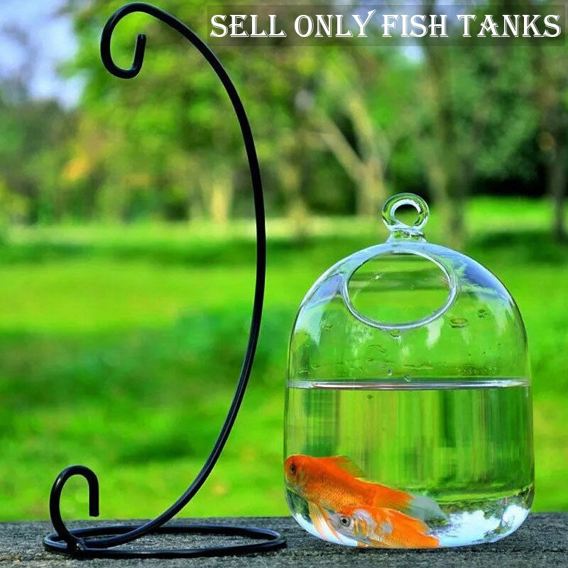 Jarrones colgantes de vidrio transparente, peceras, decoración de acuario hecha a mano