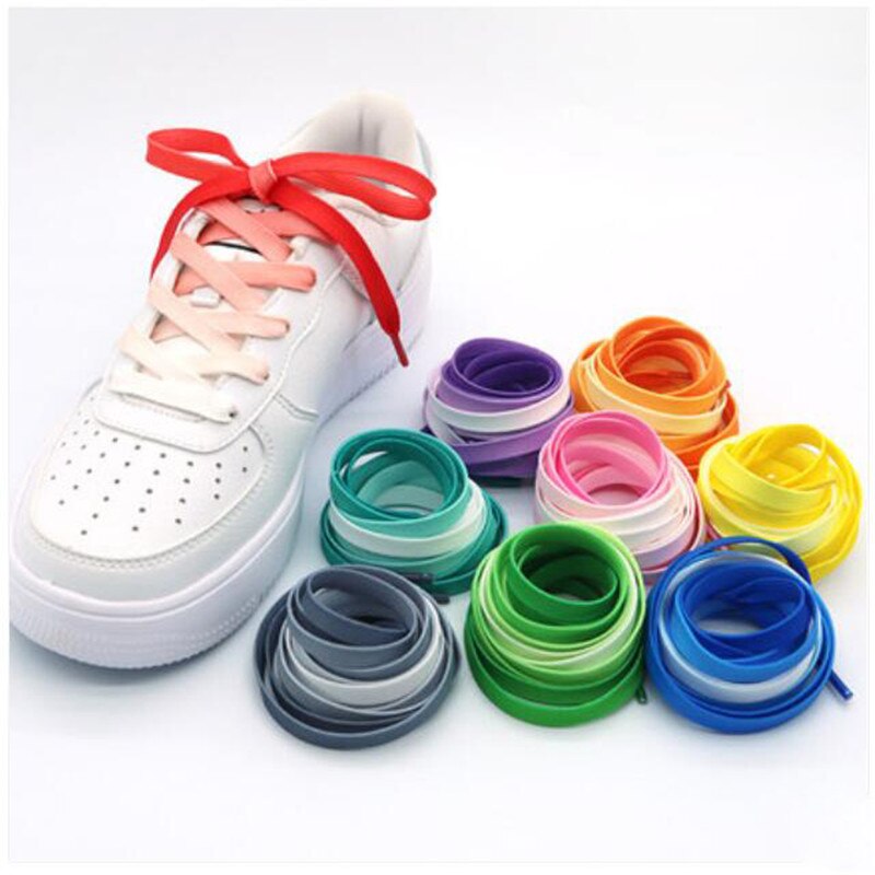 Cordones coloridos a la para zapatillas, cordones de lona de seda con gradiente de caramelo, arcoíris en crecimiento, 1 par