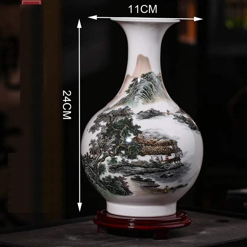 Bone China Flower Vase, Home Decor, Chinese Tradition Vases for Flowers, Ceramic Vase Decoration Home, Living Room: Blue