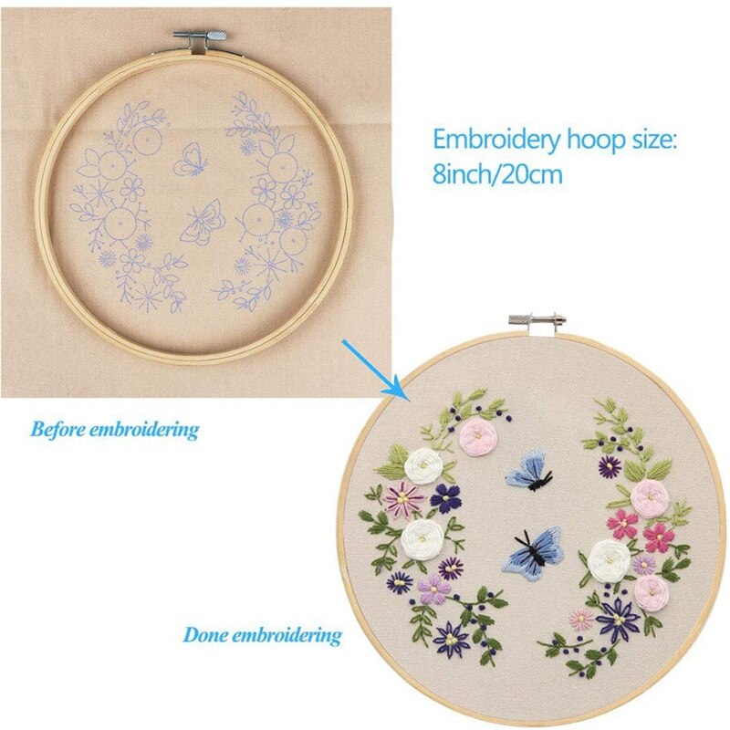 Full Range Of Embroidery Starter Kit with Pattern Cross Stitch Kit Including Embroidery Cloth with Floral Pattern