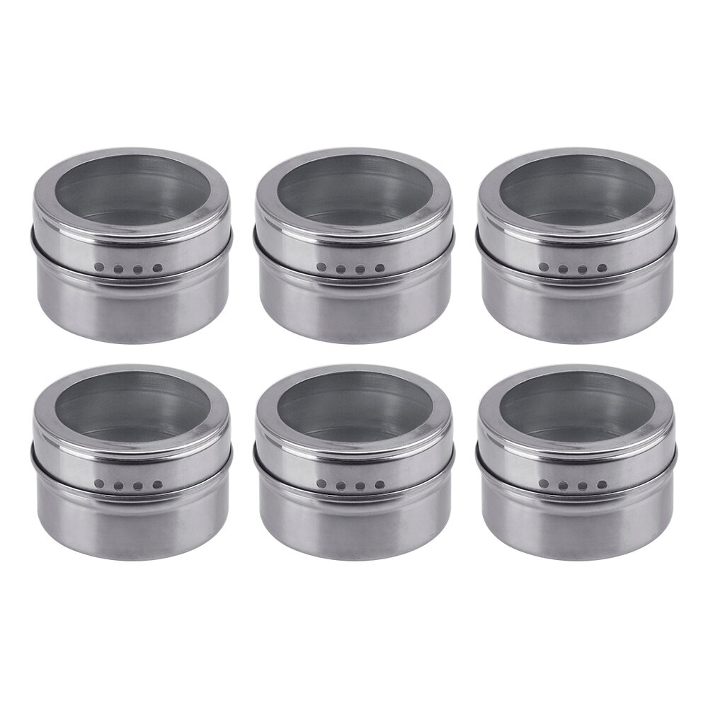 HILIFE With Stickers Magnetic Spice Jar Set Spice Tins Spice Storage Container Pepper Seasoning Sprays Tools Stainless Steel: 6