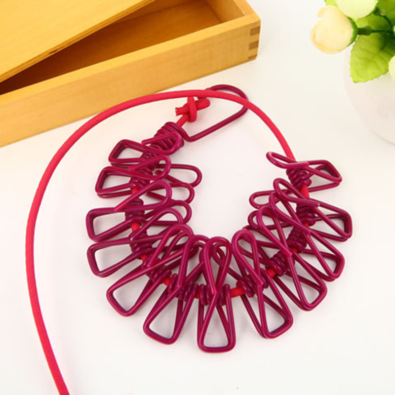 Portable Clothing Clothesline with 12 Clips Retractable Laundry Dryer Clothes Rope Drying Rack Cloth Hanging Line For Outdoor: Chocolate