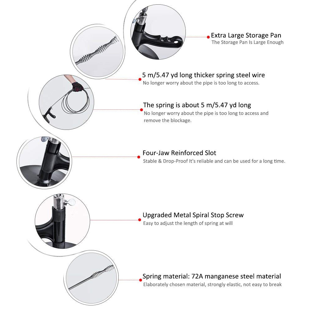! Home Pipe Hand-Operated Drain Auger Multiple Specification Manual Operation Toilet Sewer Drain Snake Clog Remover
