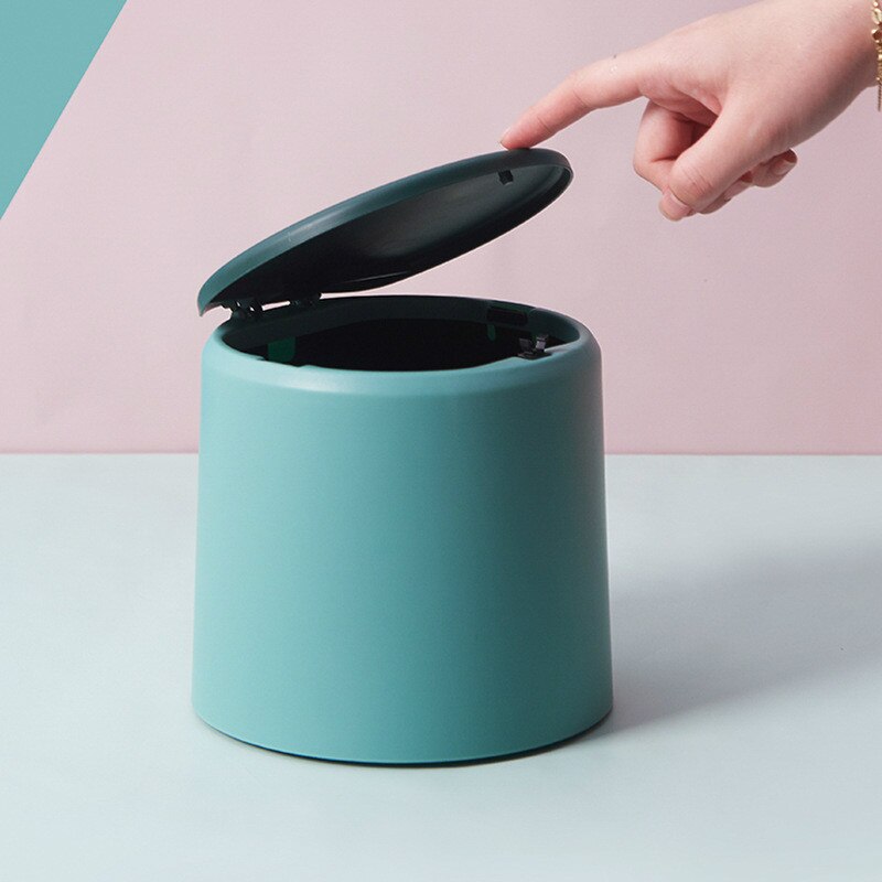 Household Flip and Cute Mini Plastic Trash Can Kitchen Waste Box Nordic Style Bucket Toilet Toilet Small Waste Basket