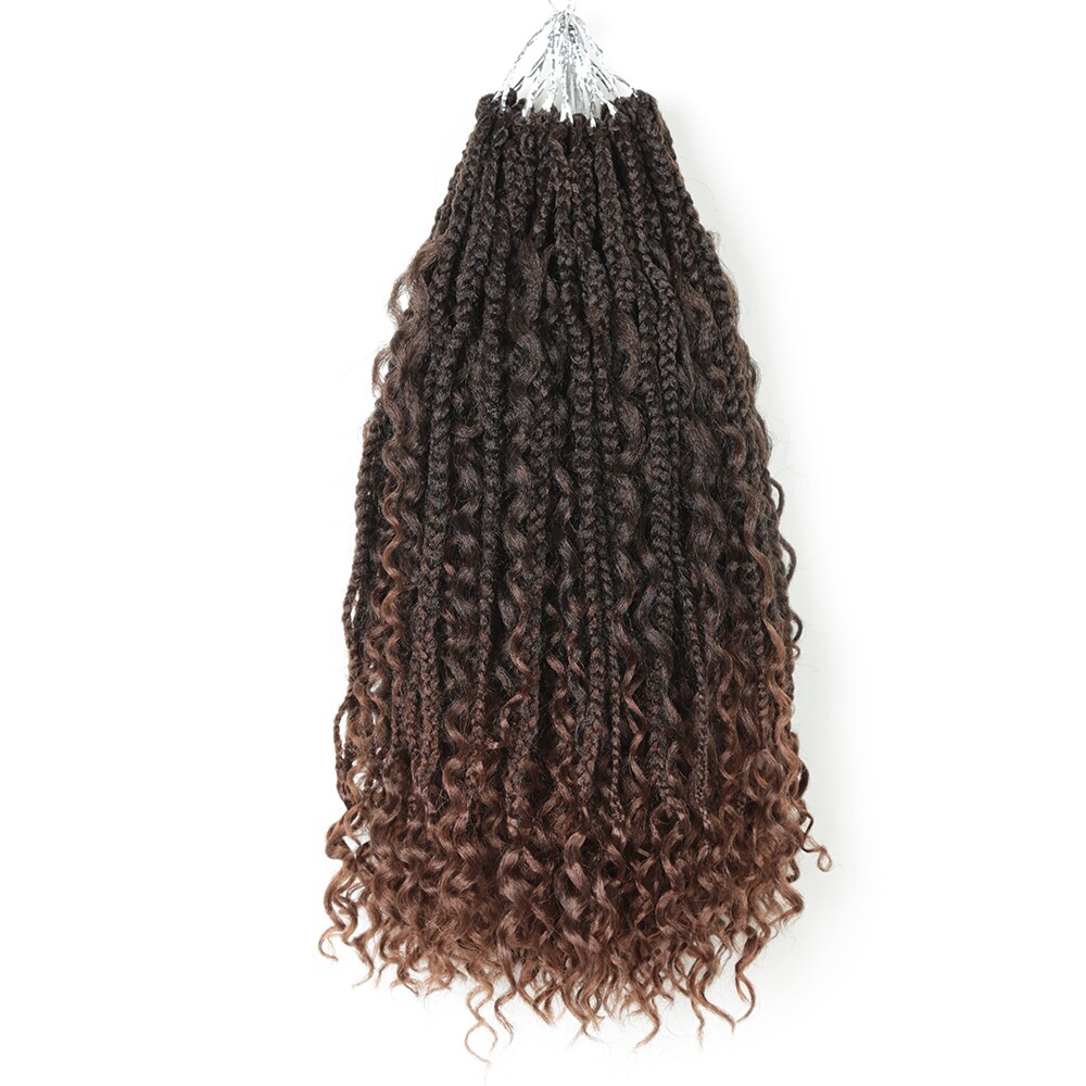 18"Goddess Box Braids Hair Extension Synthetic Crochet Hair Bohemian Hair With Curls Boho Braided Hair 24strands Golden Beauty: T1B/30 / 1Pcs/Lot