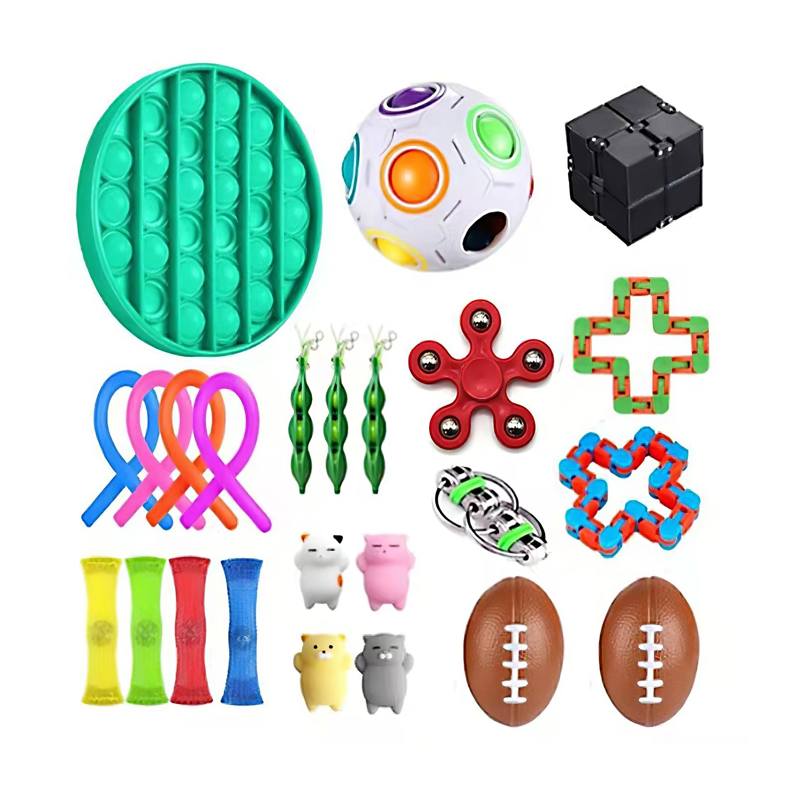 Fidget Toy Set - 16-24 Piece Assortment - Sensory Stress Relief Toys for Adults, Kids: 24pc