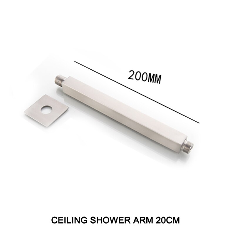 Wall Mounted Ceiling Overhead Shower Arm Set Brushed Nickel Head Shower Holder Square Round Bathroom Set: SA0002BN-86
