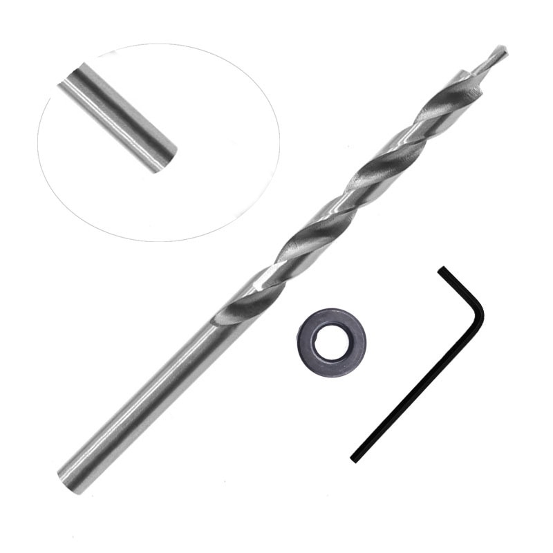 Oblique Hole Locator Twist Drill Bit with Stop Collar and Wrench for Kreg Pocket Hole Drill Jig Guide 9mm 9.5mm