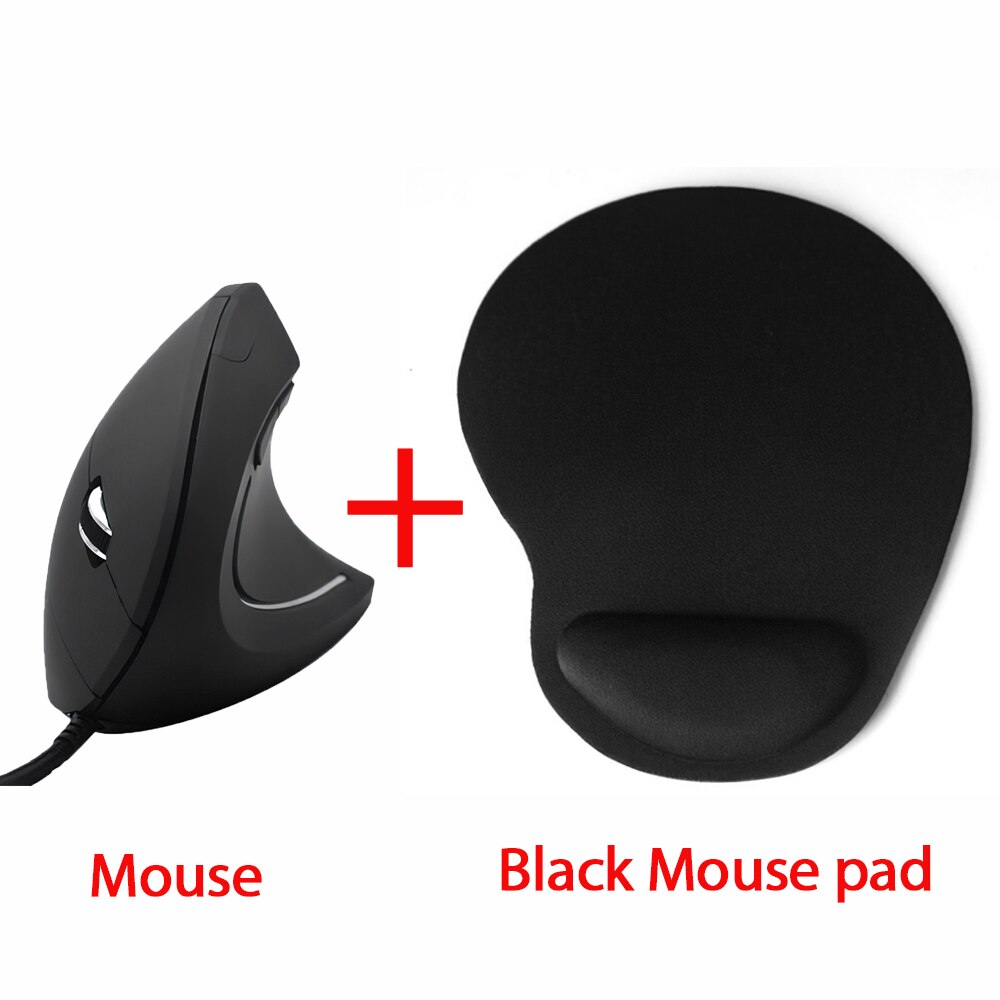 Ergonomic Vertical Mouse USB Plug Wired Right Hand Computer Gaming Mice 1.8m linelength Optical Mouse Gamer Mouse For Laptop PC: Mouse and Black pad