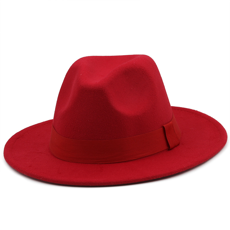 7CM Wide Brim Women Felt Fedora Hats With Bee Ribbon Autumn Winter Wedding Party Trilby Hat Men Gentleman Jazz Hats 54-58CM: XL / Khaki