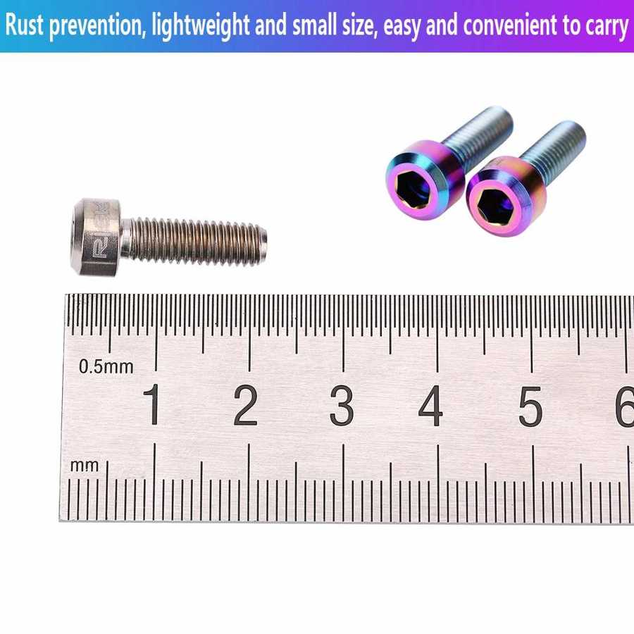 6Pcs/set Bicycle Stem Bolt M5*16mm Titanium Alloy Mountain Road Bike Fixed Stem Bolts For Mountain Bicycle Stem Replacement Bolt