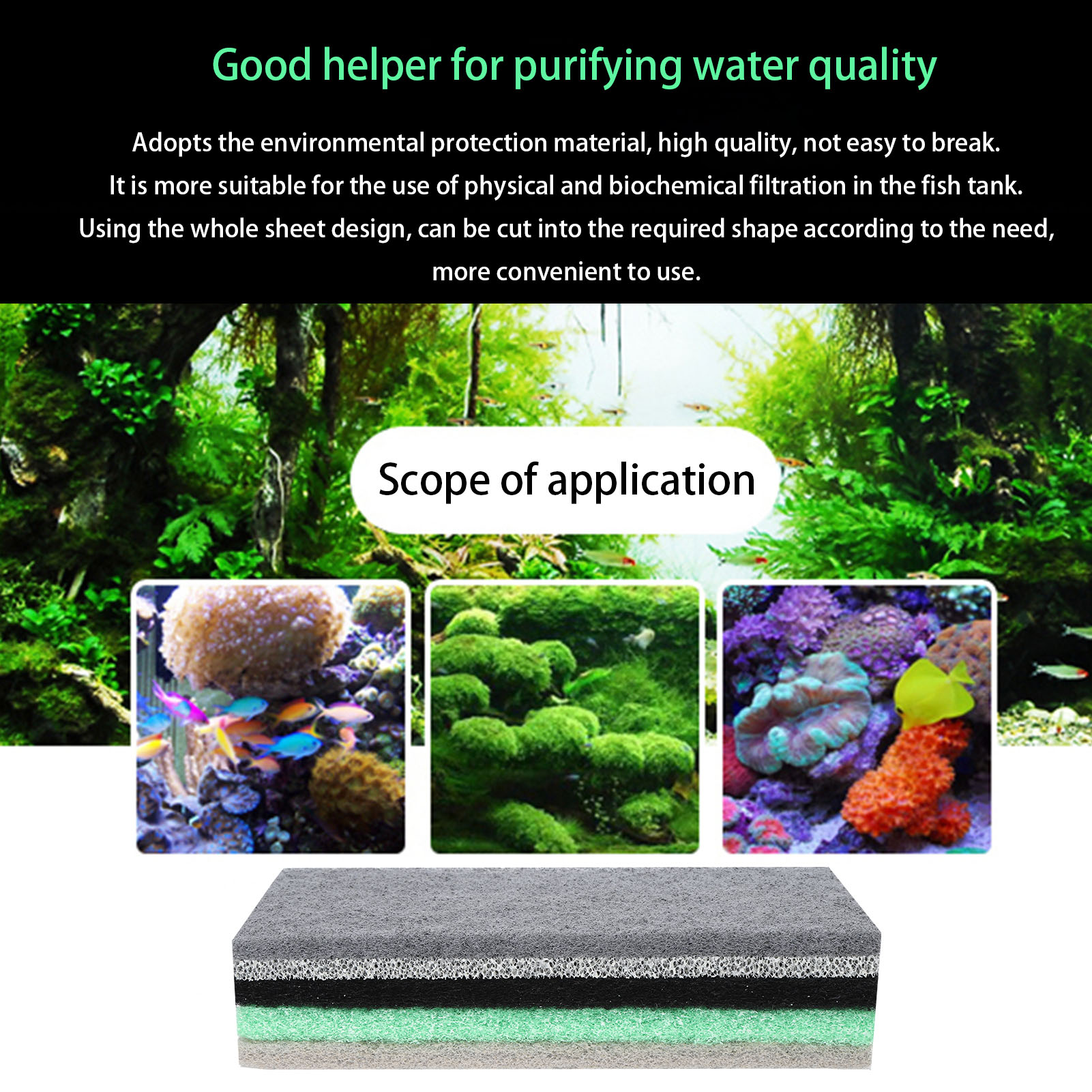 Aquariumfilterpad Functioneel filterkatoen Ammoniakabsorptie Ontgeuring Filter Floss Aquariumpad Functioneel filterkatoen
