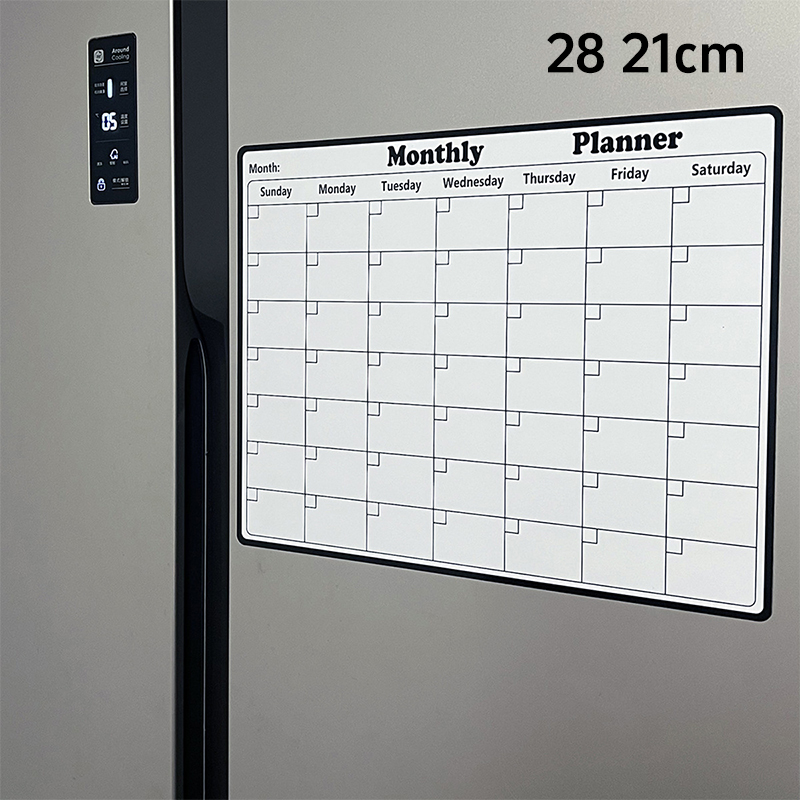 Minimalistische magnetische droog uitwisbare kalender voor koelkast Maandelijkse planner Whiteboard Multifunctionele keukenorganisatie Decor: WIT