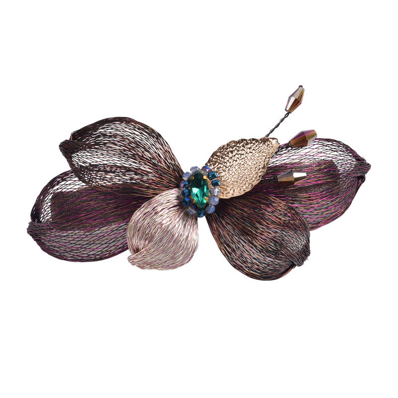 Original Handmade Copper Wire Flower Shape Hair Clips for Women Girls Chinese Style Braided Hair Clips Hair Accessories: Lavender