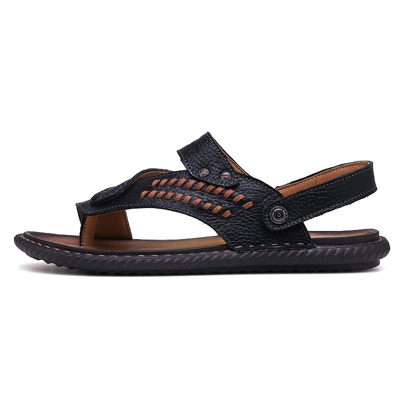 para sandel sandalet shoes work playa couro rasteira man outdoor sandalias vietnam homme sandals ete beach sandalen summer: black / 41