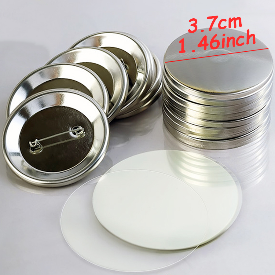 30/60 stuks glanzende, blanco blikken medailles met speld, handgemaakte doe-het-zelf decoratieve badges, 37mm ronde metalen button badge kits, knutselbenodigdheden
