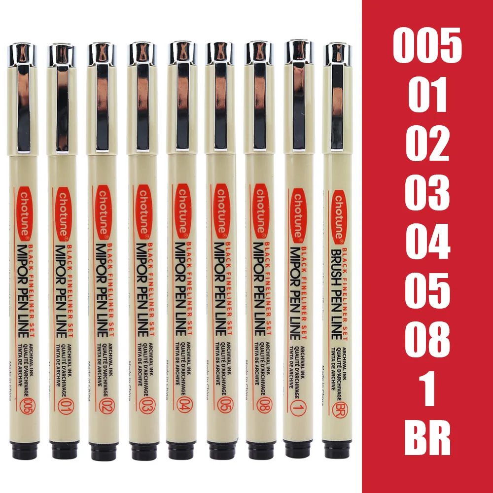 3-12Pcs Pigment Liner Micron Drawing Pen Manga Pigma Ink Marker Pen Sketching Brush Set Hook Line Needle Pen Art Supplies: SKY BLUE