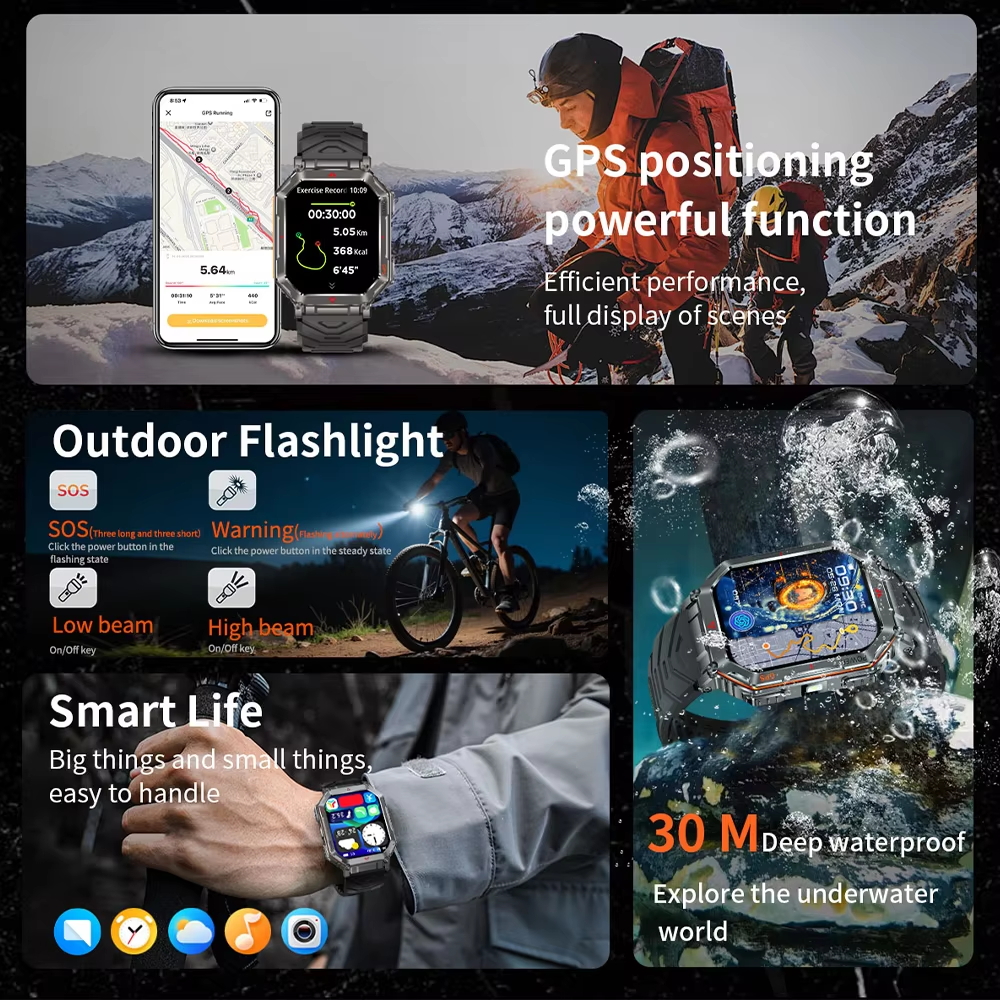 2025 Nuovo GPS SmartWatch Da Uomo Incorporato ChatGPT AI Assistente Bussola Altimetro Barometro Esterno 3ATM Impermeabile sport Smartwatch