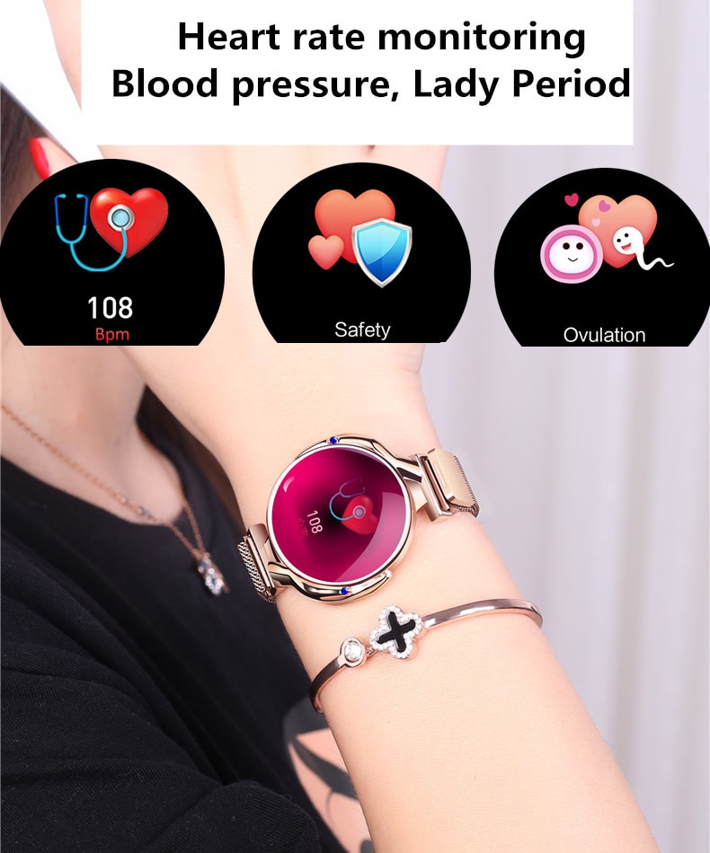 femmes montre intelligente étanche fréquence cardiaque moniteur de pression artérielle Smartwatch pour dames montre Bracelet