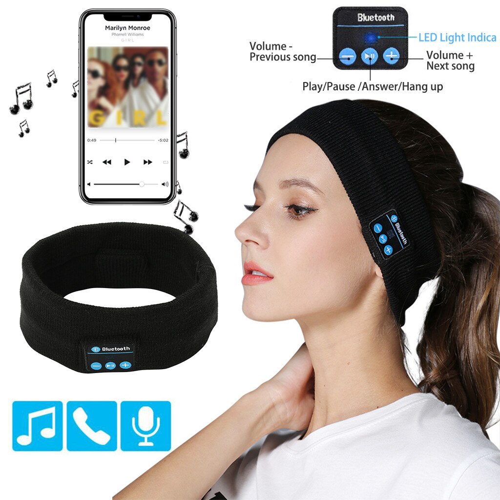 comfort wireless bluetooth sports headband headset running fitness sleep music headset microphone#30
