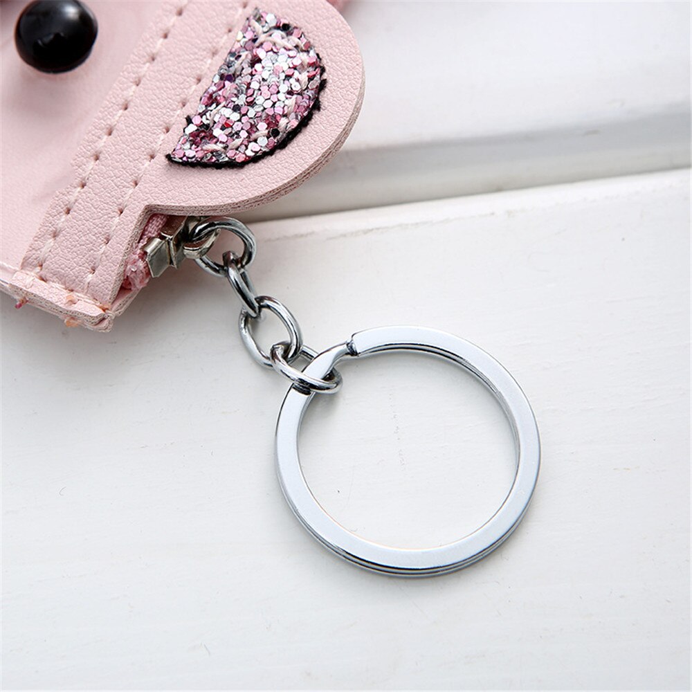 Femmes portefeuille porte-clés Faux cuir sac portefeuilles à glissière ours porte-monnaie embrayage dame PU