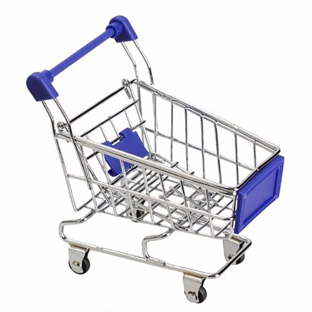 Mini Children Handcart Simulation Small Supermarket Shopping Cart Utility Cart Pretend Play Toys Strollers Kids: Blue