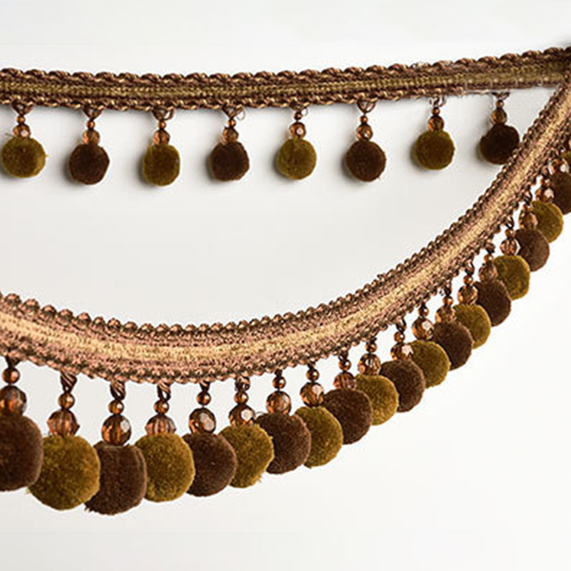 1M Vorhang Quaste Pom Pom Kugeln Trimmen Bommel trimmen Kristall Randbereich DIY NäHenne Band Material Hause Dekorative Zubehör