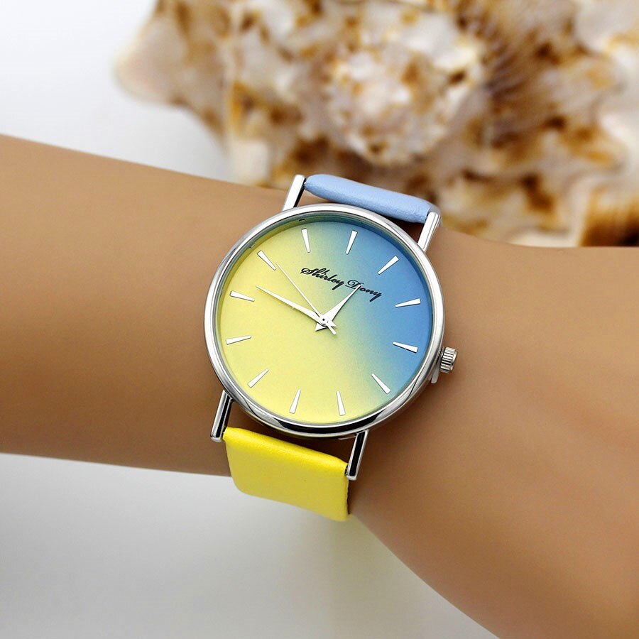 Dam casual gradient rampklocka 2 färg klockarmband lyx kvinnor klockor kvinnlig kvarts armbandsur feminino zegarek damski