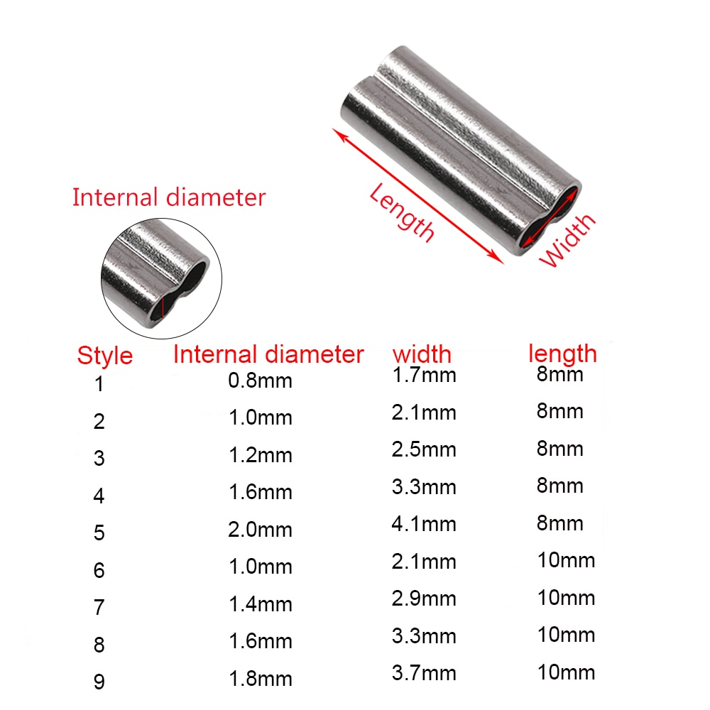 100 PCs Fishing Wire Tube Double Barrel Copper Tube Line Crimping Sleeves Connector Tools Fishing Tackle