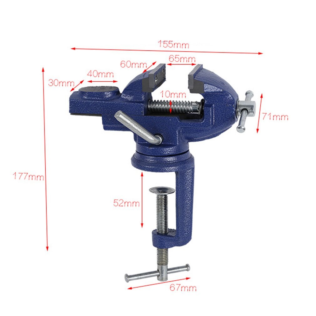Table étau 60MM construction en acier durable pivot bidirectionnel à la base et à la mâchoire pour bricolage artisanat moule outil de réparation fixe