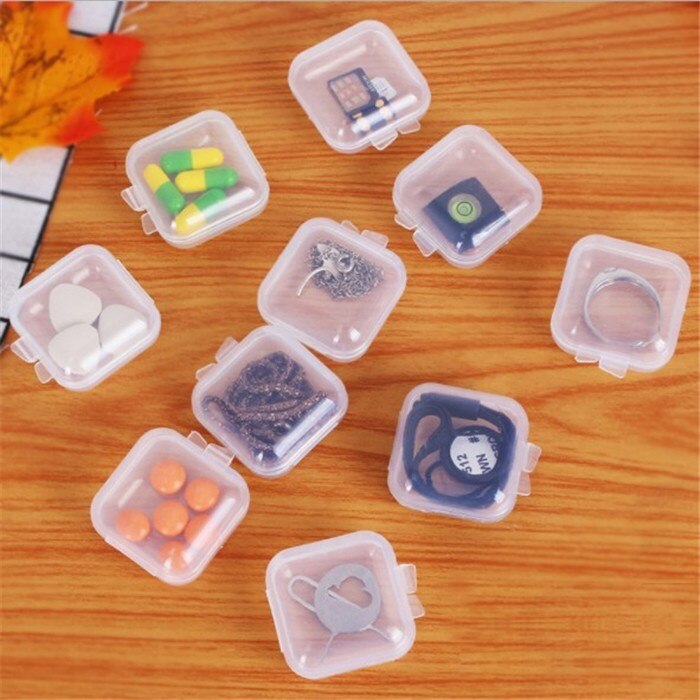 3-20Pcs Small Boxes Square Transparent Plastic Box Jewelry Storage Case Finishing Container Packaging Storage Box for Earrings