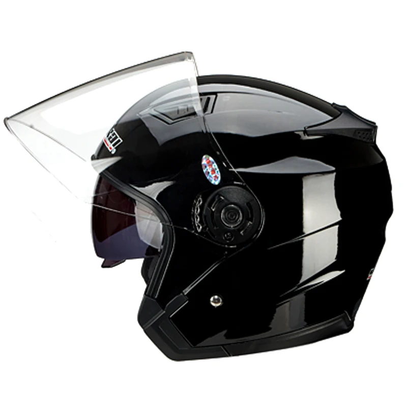 Motorfietshelmen met dubbele lens, vintage helmen, four seasons racing halfhelmen, motorhelm, karthelm, scooterhelm, motorbestelhelm: Bruin / Ik