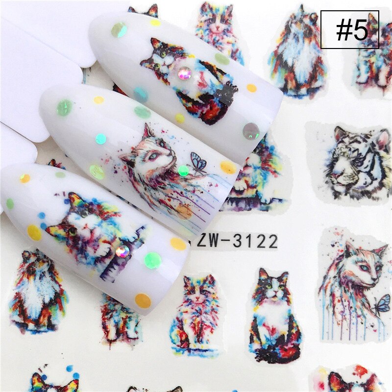 Nail Water Decals Dieren Bloem Gemengde Patroon Kleurrijke Nail Transfer Decals Stickers Nail Art Diy Decoratie: 5