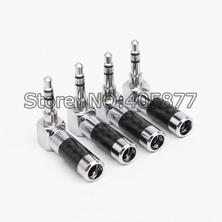 4 Stck Rhodium Überzogene 3,5mm Jack Stereo Audio- Mini Jack Stecker Rechten Winkel Stecker Kohlenstoff Faser, durchmesser 6mm
