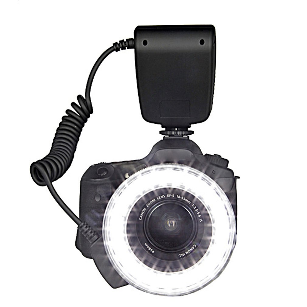 Lampe Flash annulaire LED Macro pour Canon, Nikon, Panasonic, Pentax, Olympus, appareil photo DSLR