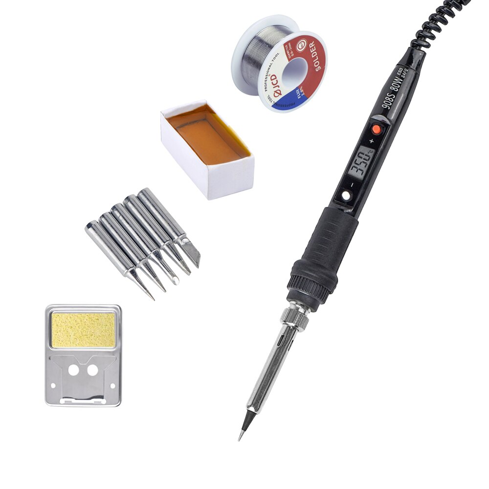 JCD Soldering Iron Tin Electric 80W 220V Adjustable Temperature Welding Tool Soldering Iron Stand Soldering Set for Diy Kit: 908S-30-B / EU