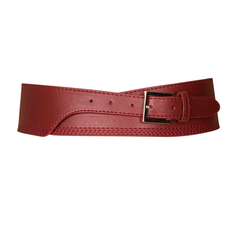Spring Autumn Women Lady Color Soft Pu Leather Wide Belt Self Tie Wrap Waist Mujer Dress Pants pasek damski: Red