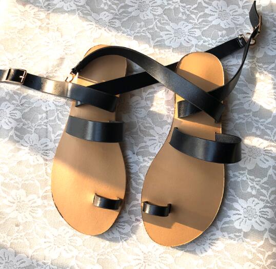 Sexy Open Teen Handgemaakte Muilezels Sandalen Vrouw Femme Lace-Up Gesp Mode Platte Romeinse Slides Sandaal Vrouwen strand Zomer