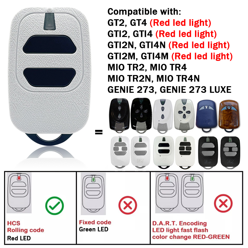 DEA GTI2/GTI4 GT2/GT4 Garage Gate 433.92MHz Rolling Code Command Remote Control For DEA MIO TR2 TR4 TR2N TR4N GENIE 273 GTI2M